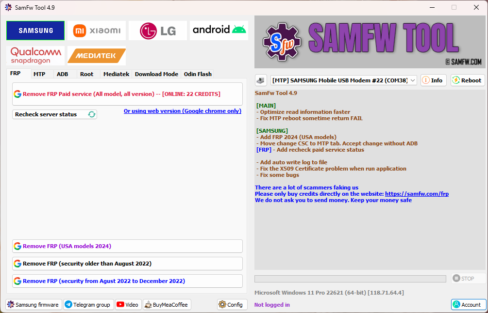 SamFw Tool V4.9 Samsung Frp Tool Free Download